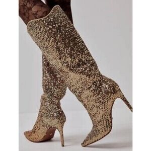 Free People Vicenza After Midnight Sequin Boots Size 9